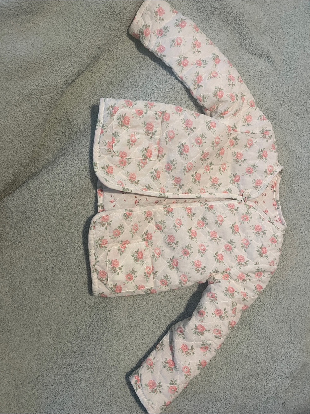 Ralph Lauren Cream Quilted Jacket with Pink Rose Print